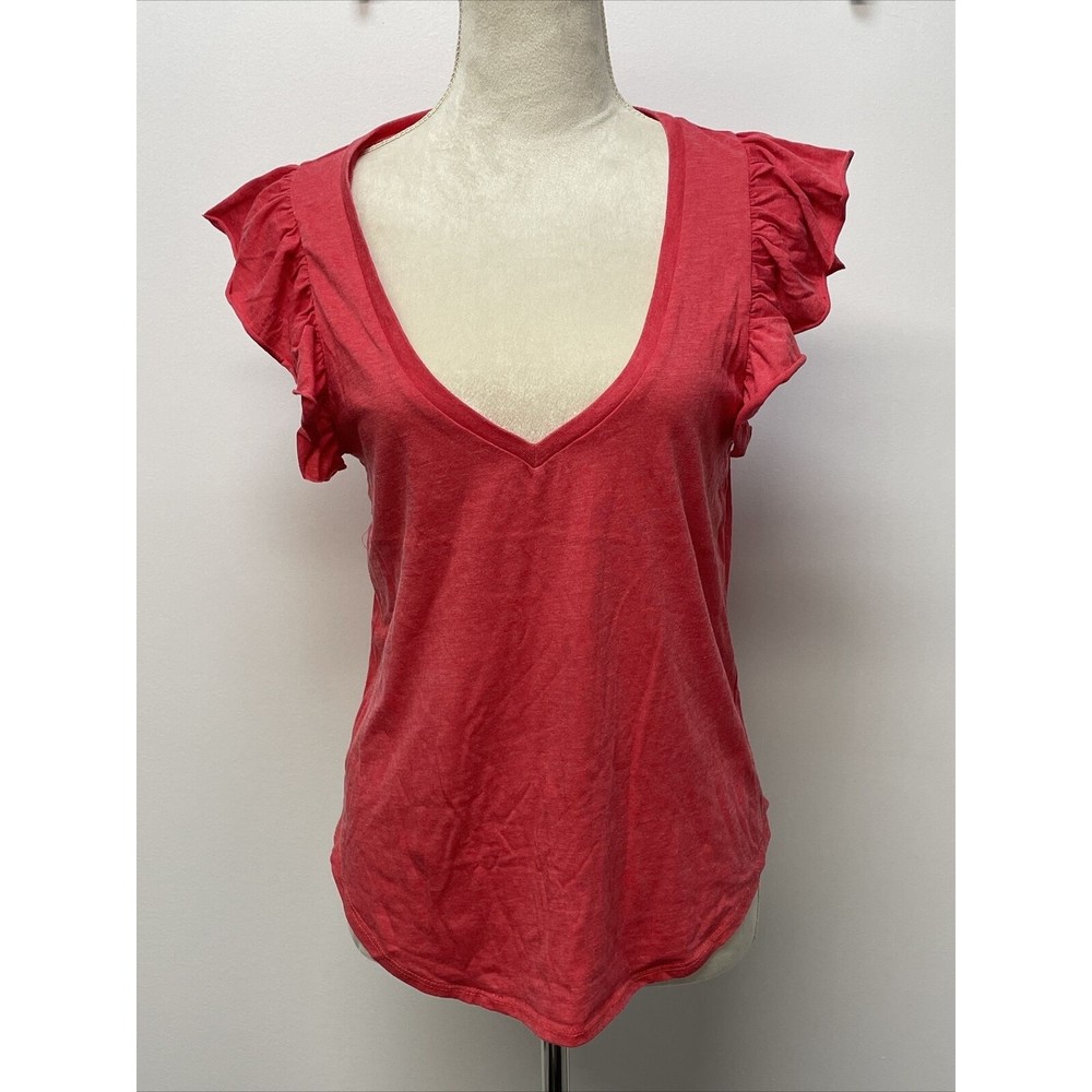 Chaser Ruffle Sleeve V-neck Top Pink Women’s Medium NWT